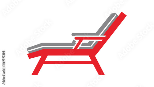 Red reclining chair with gray cushion