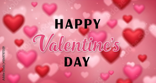 A vibrant valentine s day background with floating hearts and festive text