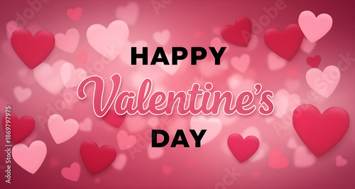 A blurred background of hearts with a happy valentine s day message