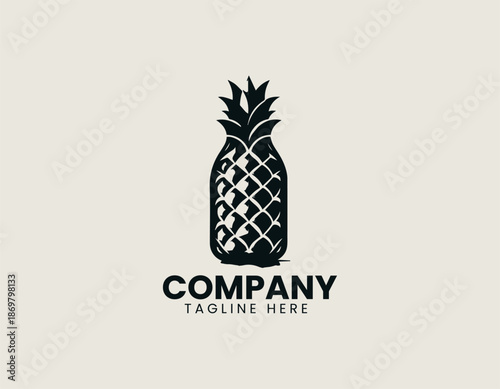 Pineapple juice black vector logo illustration