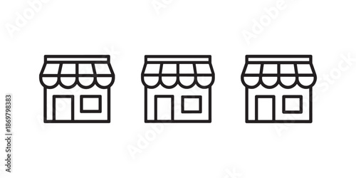 Store icon set business sign for market shop or restaurant exterior architecture symbol vector