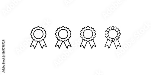 Four rosettes award ribbons for winner achievement success or recognition symbol isolated