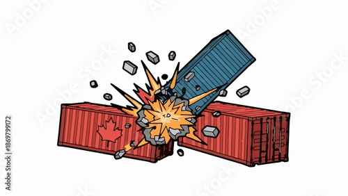 Two shipping containers collide explosively