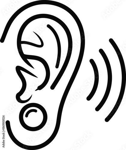 Hearing symbol with sound waves illustration