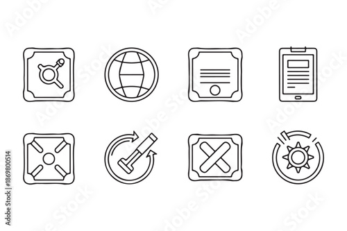 Security and Global Business Outline Icon Collection