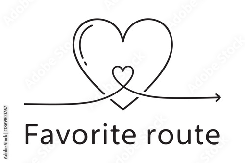Favorite Route Heart Path Continuous Line Art