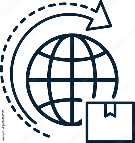 Global shipping and delivery services, worldwide parcel transportation icon