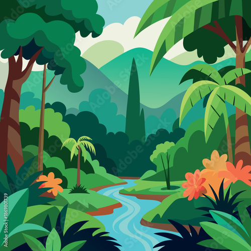 A jungle tropical rain forest in blab Aland. 