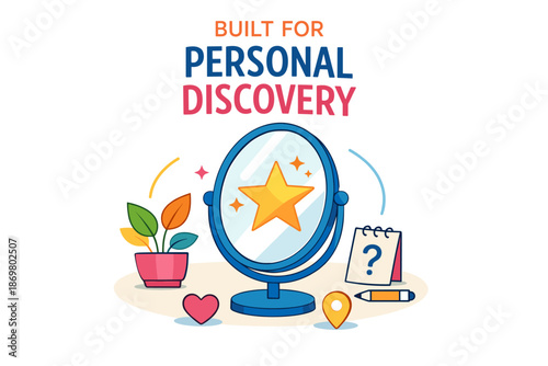 Mirror reflection with motivational text and personal items