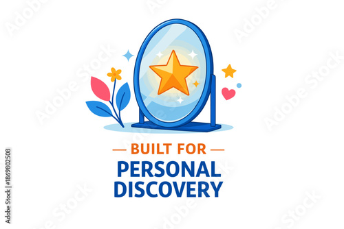 Personal discovery concept with star and decorative elements