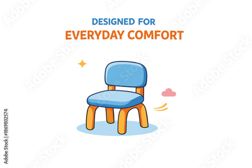 Comfortable blue chair with wooden legs for everyday use
