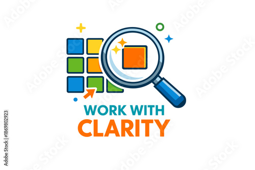 Magnifying glass enhancing colored grid for clarity and focus in problem-solving design