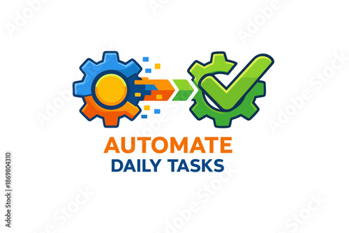 Automate daily tasks: streamlined workflow with gears and checkmark