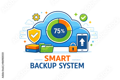 Smart backup system concept with cloud storage and security elements
