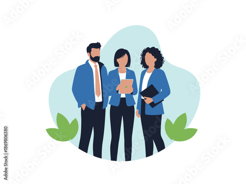 A group of people standing together in business attire