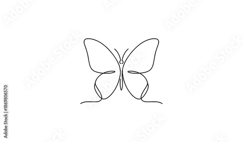 Minimal Butterfly Continuous Line Beauty Vector Icon