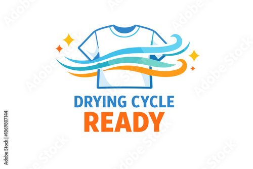 T-shirt with vibrant waves and text 'drying cycle ready'