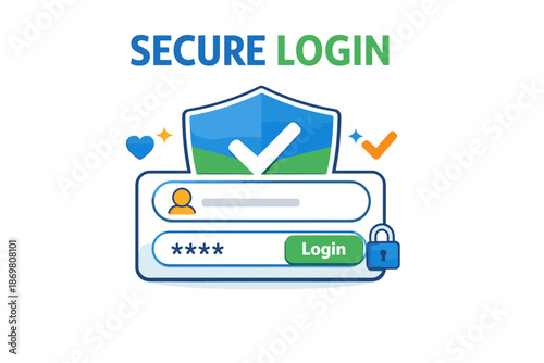 Secure login interface with shield and checkmark for enhanced online safety