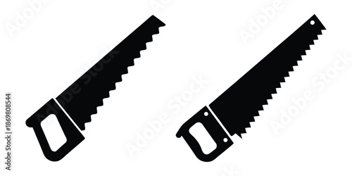 Hand saw silhouette vector, handsaw carpentry tool flat vector icon