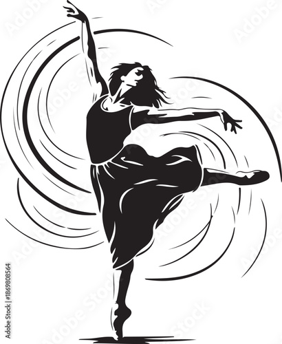 Silhouette of a Dancer Performing a Kick with Swirling Motion