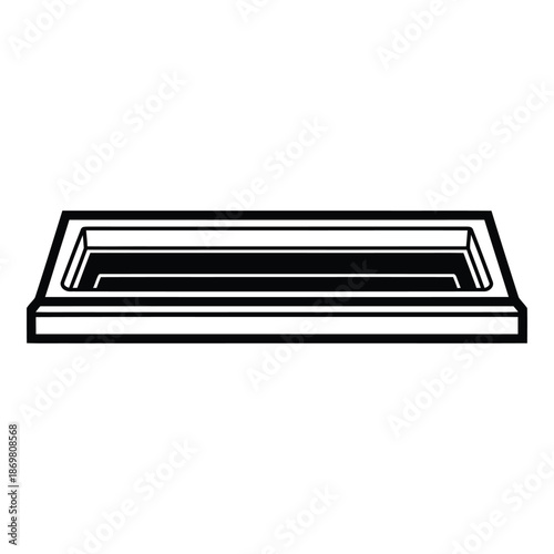 Flat Vector Outline of Rectangular Tray or Recessed Panel