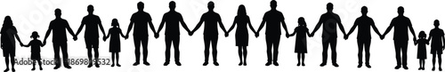 Silhouette, diverse group, holding hands, unity, community, teamwork, support, inclusion, equality, friendship, love, harmony, solidarity, connection, togetherness, 