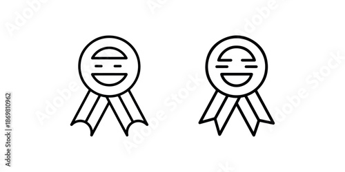 Award ribbon badge icon set for achievement and recognition quality seal in outline design
