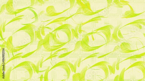 Abstract Green Background with Circles Bright Yellow Leaf Pattern Abstract Background Texture.