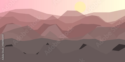 Sunset over mountain range