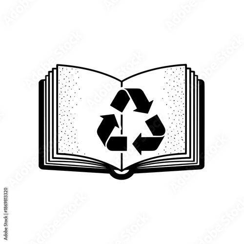 Book with recycled paper vector sign for eco friendly education