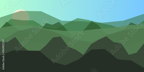 Serene mountain range at sunset