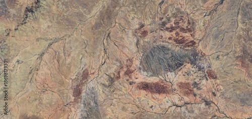 Quadro em tela Aerial Satellite View of Sturt National Park and Red Outback, Australia