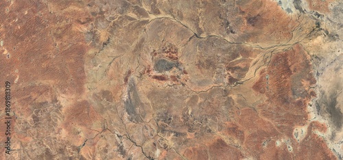 Aerial Satellite View of Sturt National Park and Red Outback, Australia