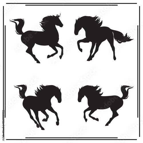 A big collection of Horse silhouette set, Horse silhouette logo isolated on white background.