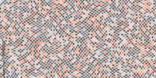 Mosaic wavy pattern. Abstract background formed by rectangles of different colors and transparency. Vector illustration in pixel art style