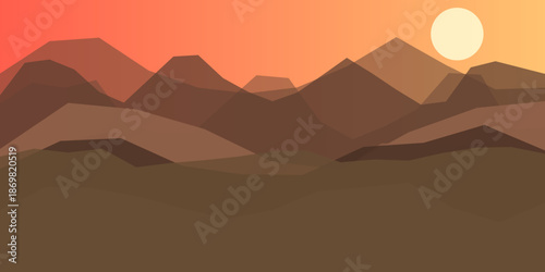 Sunset over mountain range