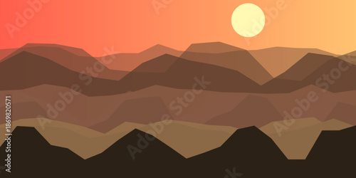 Sunset over mountain range