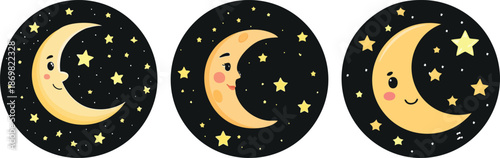 Cartoon thermos bottle under starry night sky moon outdoor adventure illustration design graphic icon concept