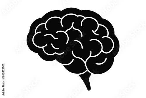 brain mind icon silhouette vector