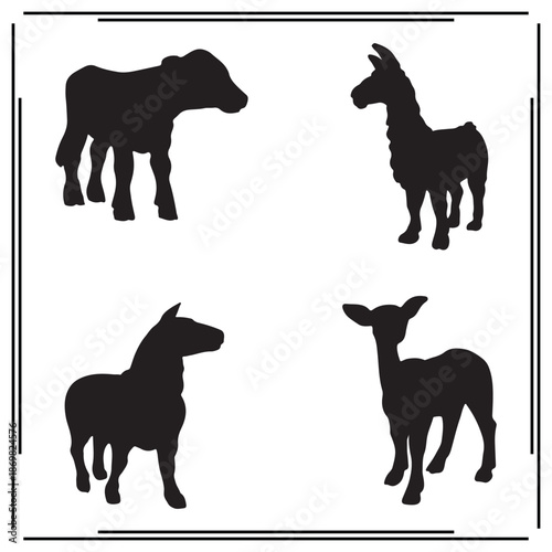 A big collection of Wild Animal  silhouette set, Wild Animal  silhouette logo isolated on white background.