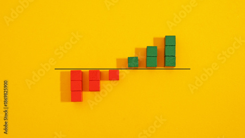 Fotografie Business performance contrast. Losses and recovery.
