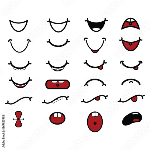 Cartoon Mouth Expressions Grid for Character Design
