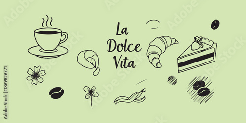 Vintage sketch set of coffee beans vector illustration icons and seamless pattern elements for bakery food design