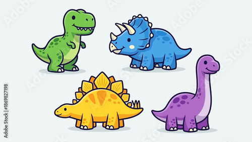 Cute Cartoon Dinosaurs Collection.