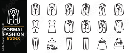 Corporate and formal wear outline icon set