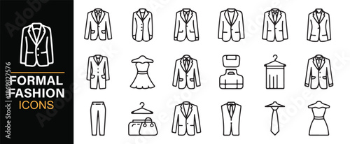 Formal wear clothing icons for office and corporate design