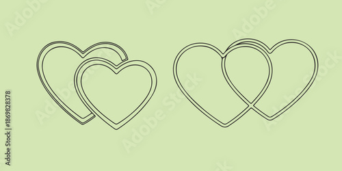 An abstract pink heart shape vector illustration creates a romantic love symbol on a green background for a Valentine’s Day greeting card design or wedding celebration paper decoration