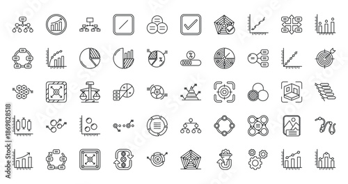 Collection of Simple Black Line Icons and Symbols.