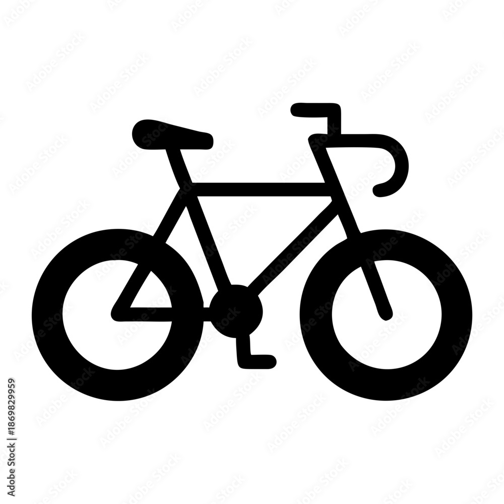 Obraz premium Minimalist black silhouette of a classic bicycle for transportation and sport