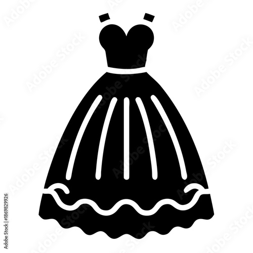 Elegant black ball gown silhouette with a sweetheart neckline and flowing skirt design